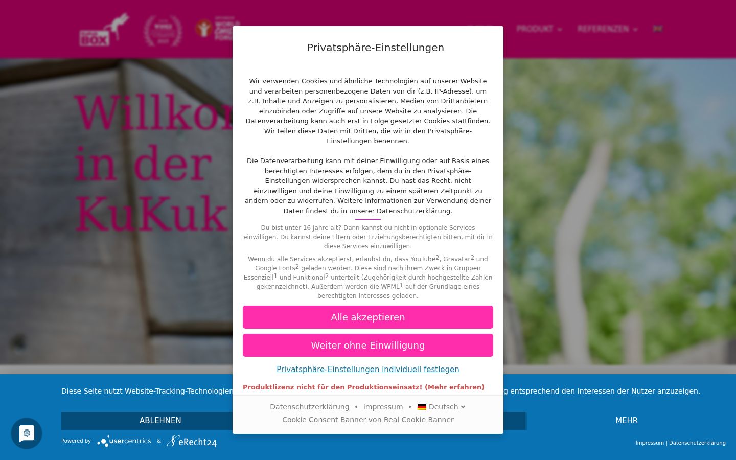 Zrzut ekranu banera zgody wyświetlanego przed jakąkolwiek interakcją