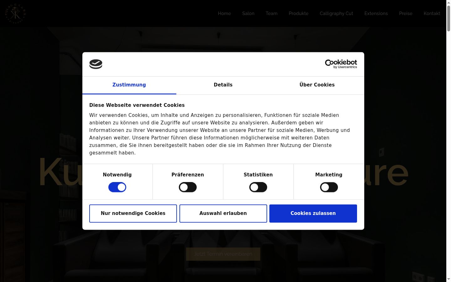 Capture d'écran de la bannière de consentement affichée avant toute interaction