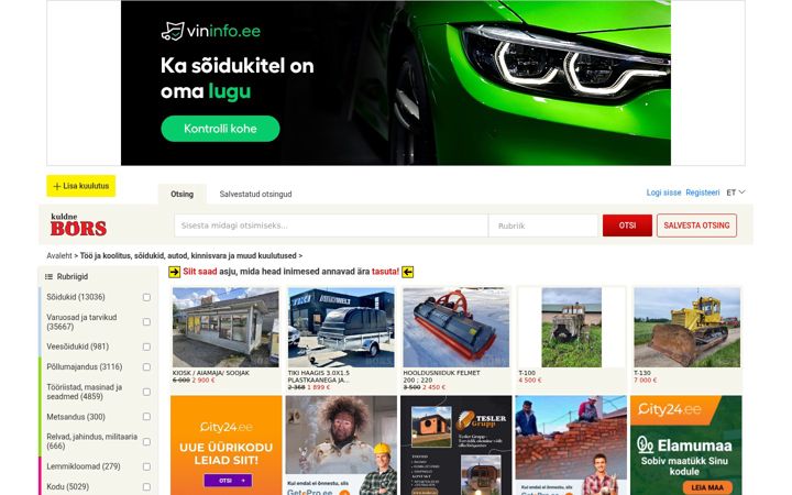 Screenshot of kuldnebors.ee