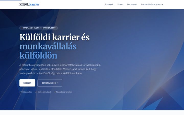 Screenshot of kulfoldkarrier.com