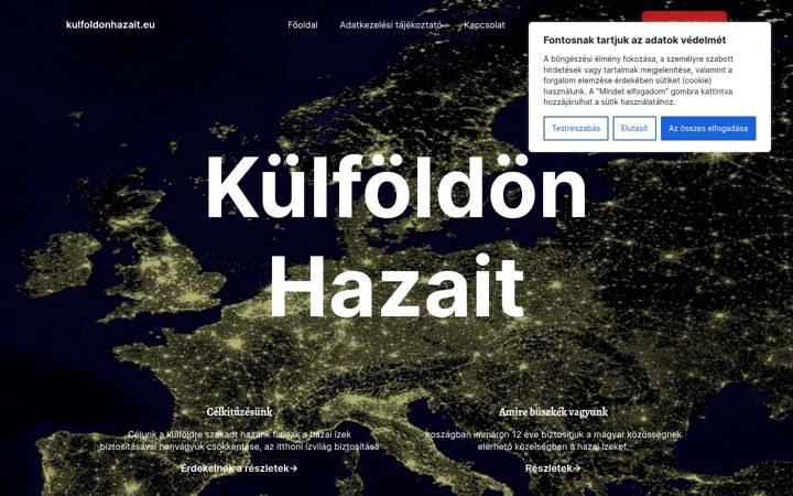 Screenshot of kulfoldonhazait.eu
