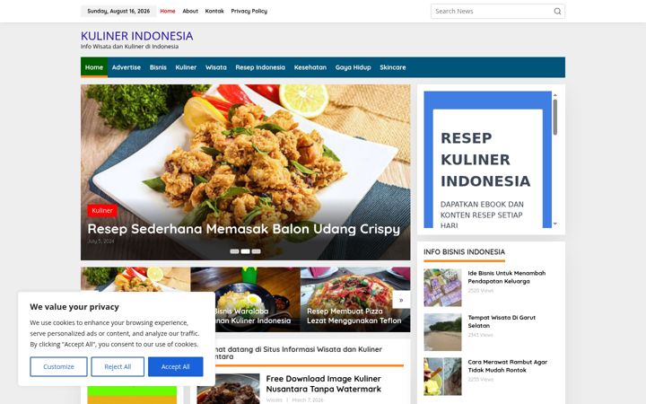 Screenshot of kulinergarut.com