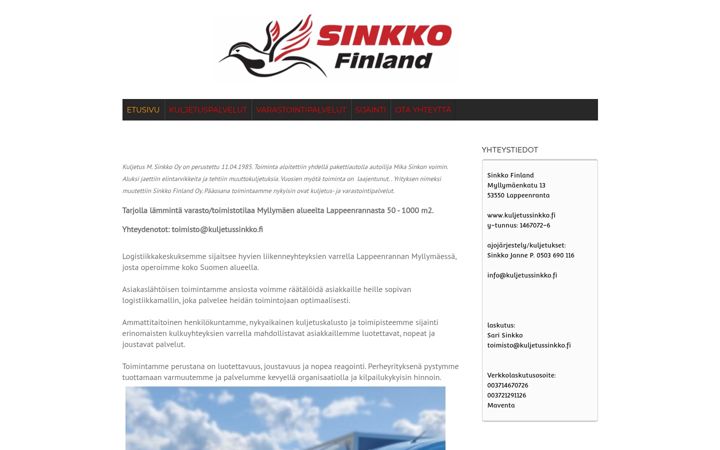 Screenshot of kuljetussinkko.fi