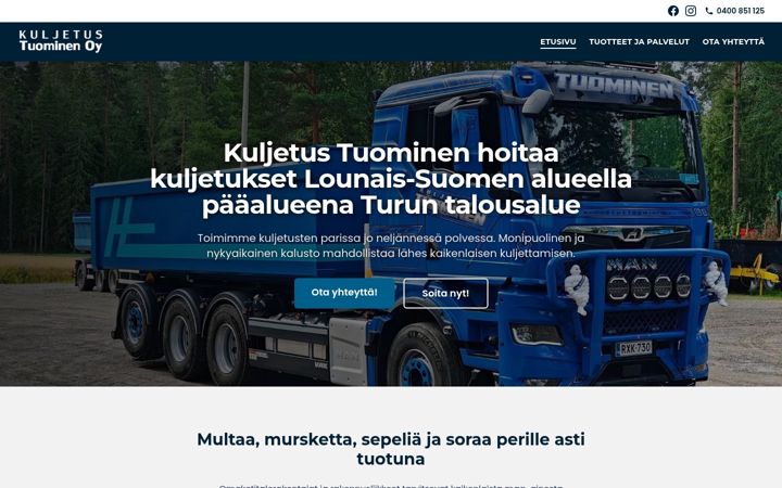 Screenshot of kuljetustuominen.fi