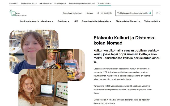 Skjermbilde av kulkurikoulu.fi