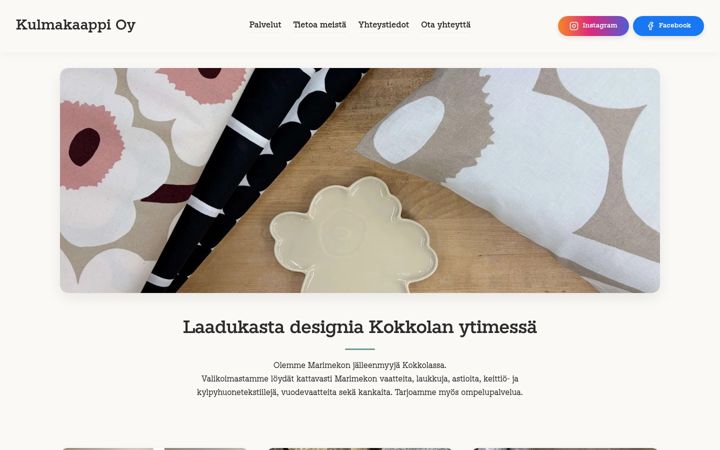 Screenshot of kulmakaappi.fi
