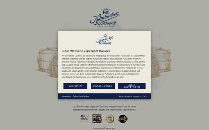 Screenshot of kulmbacher-brauerei-ag.de