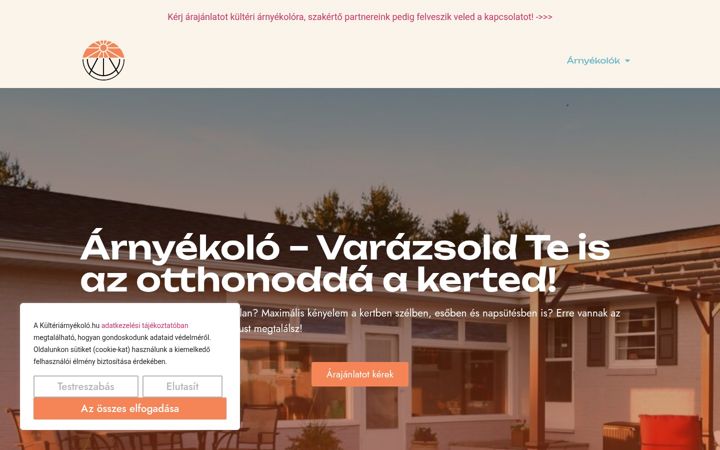 Screenshot of kulteriarnyekolo.hu