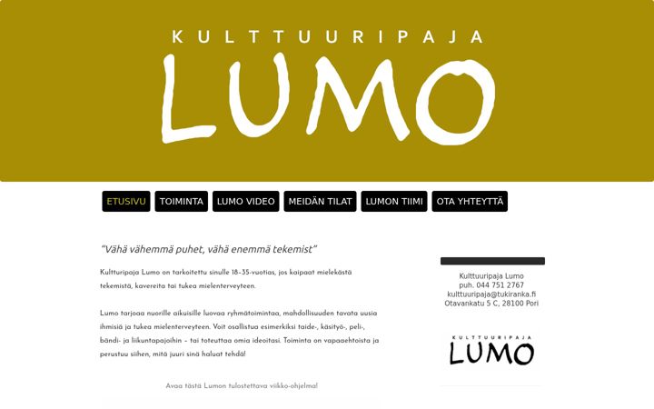 Screenshot of kulttuuripajalumo.fi