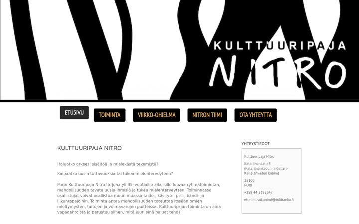 Screenshot of kulttuuripajanitro.fi