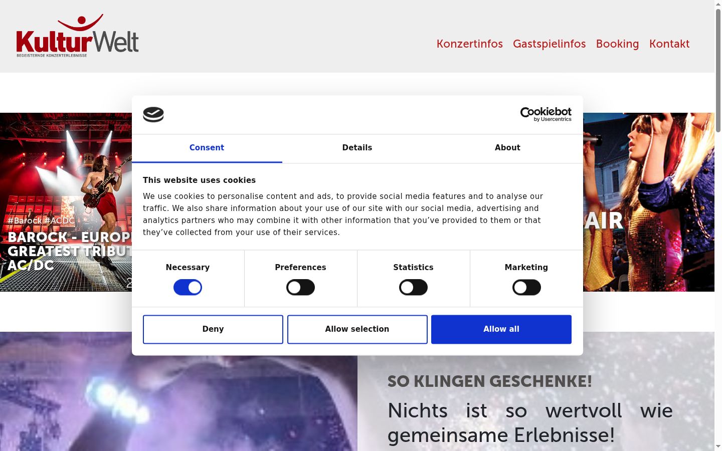 Ekrānuzņēmums ar piekrišanas baneri, kas tika rādīts pirms jebkādas mijiedarbības