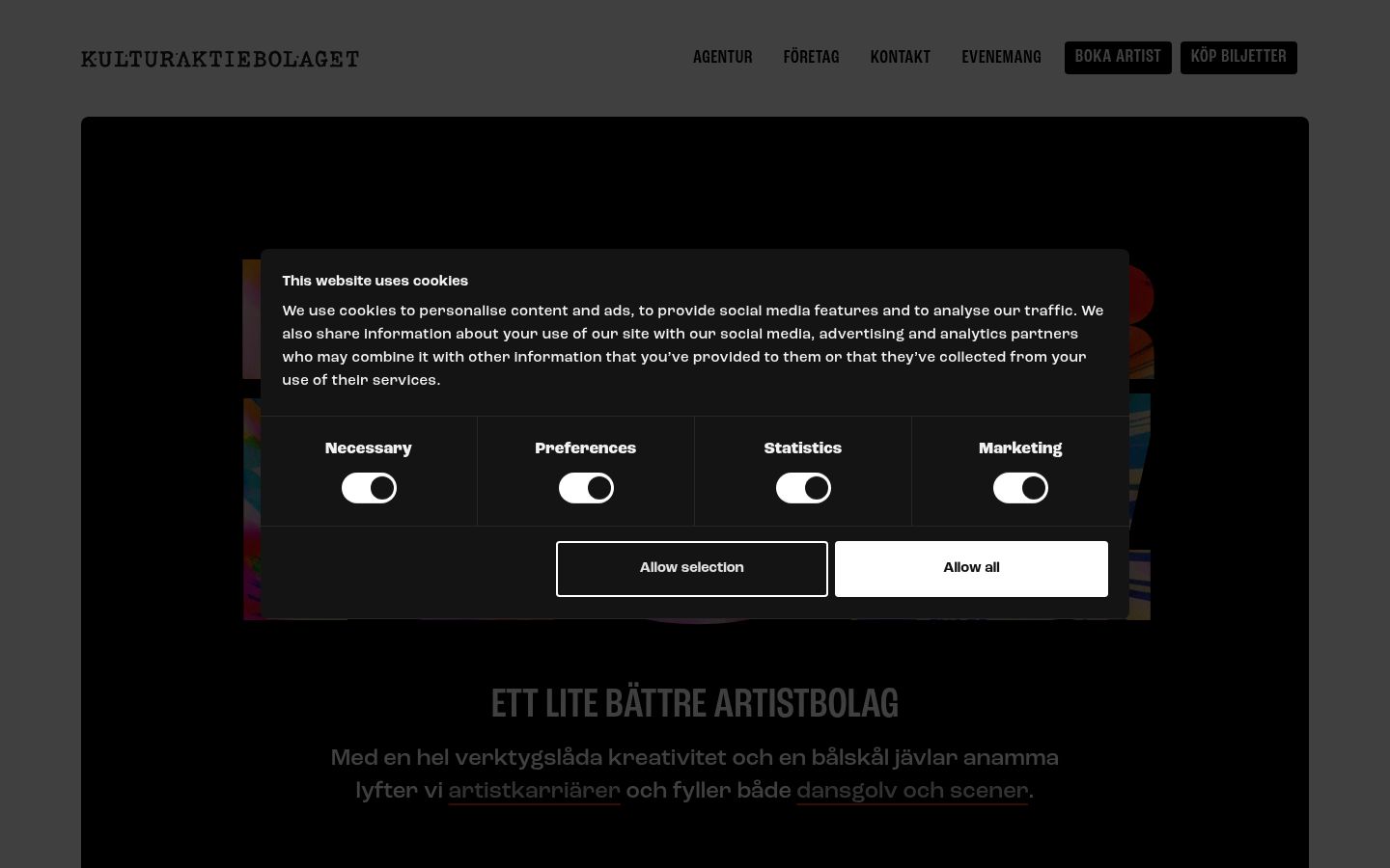 Screenshot del banner di consenso mostrato prima di qualsiasi interazione