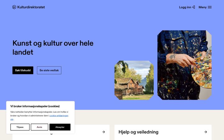 Screenshot of kulturdirektoratet.no