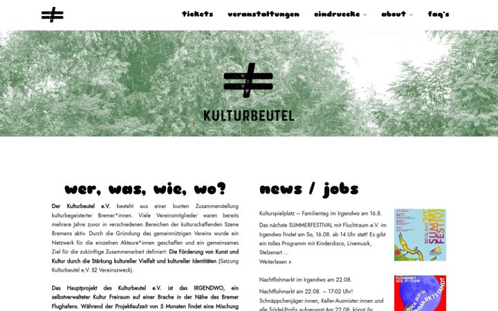 Screenshot of kulturimbeutel.de