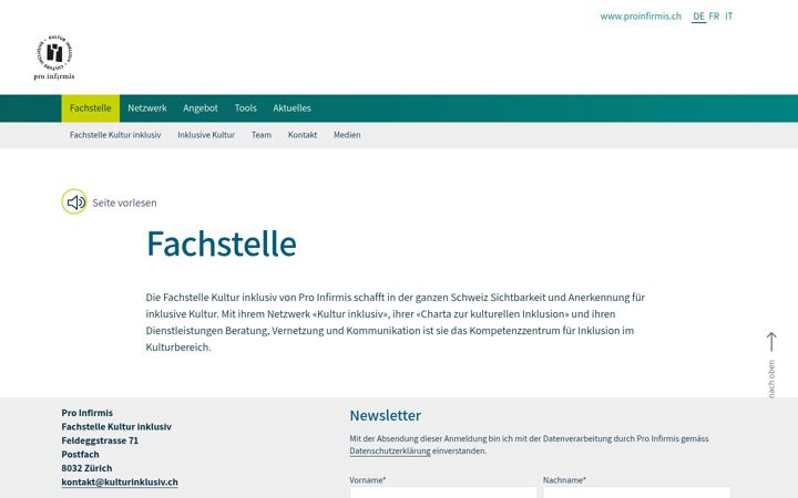 Screenshot of kulturinklusiv.ch