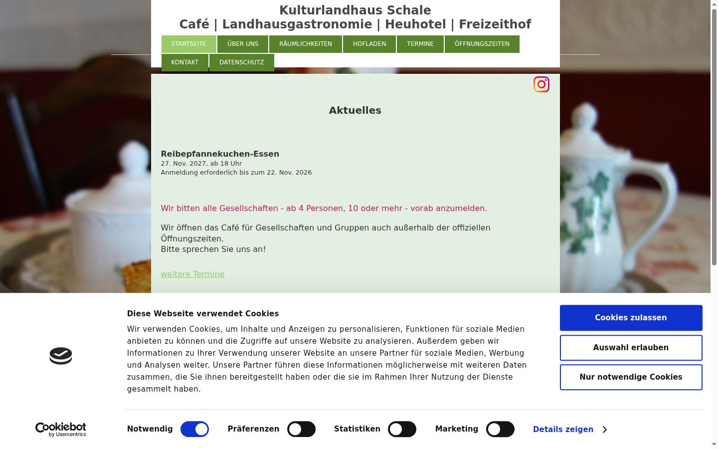 Skärmbild av samtyckesbannern som visades före någon interaktion