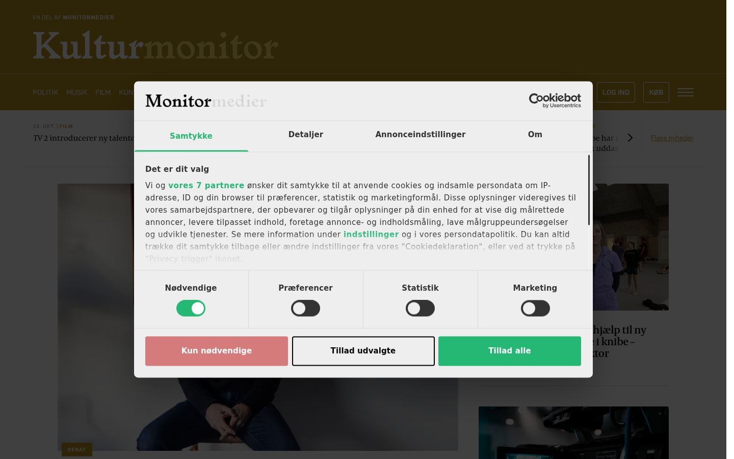 Screenshot del banner di consenso mostrato prima di qualsiasi interazione