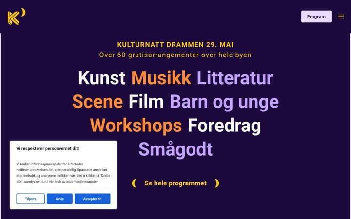 Screenshot of kulturnattdrammen.no