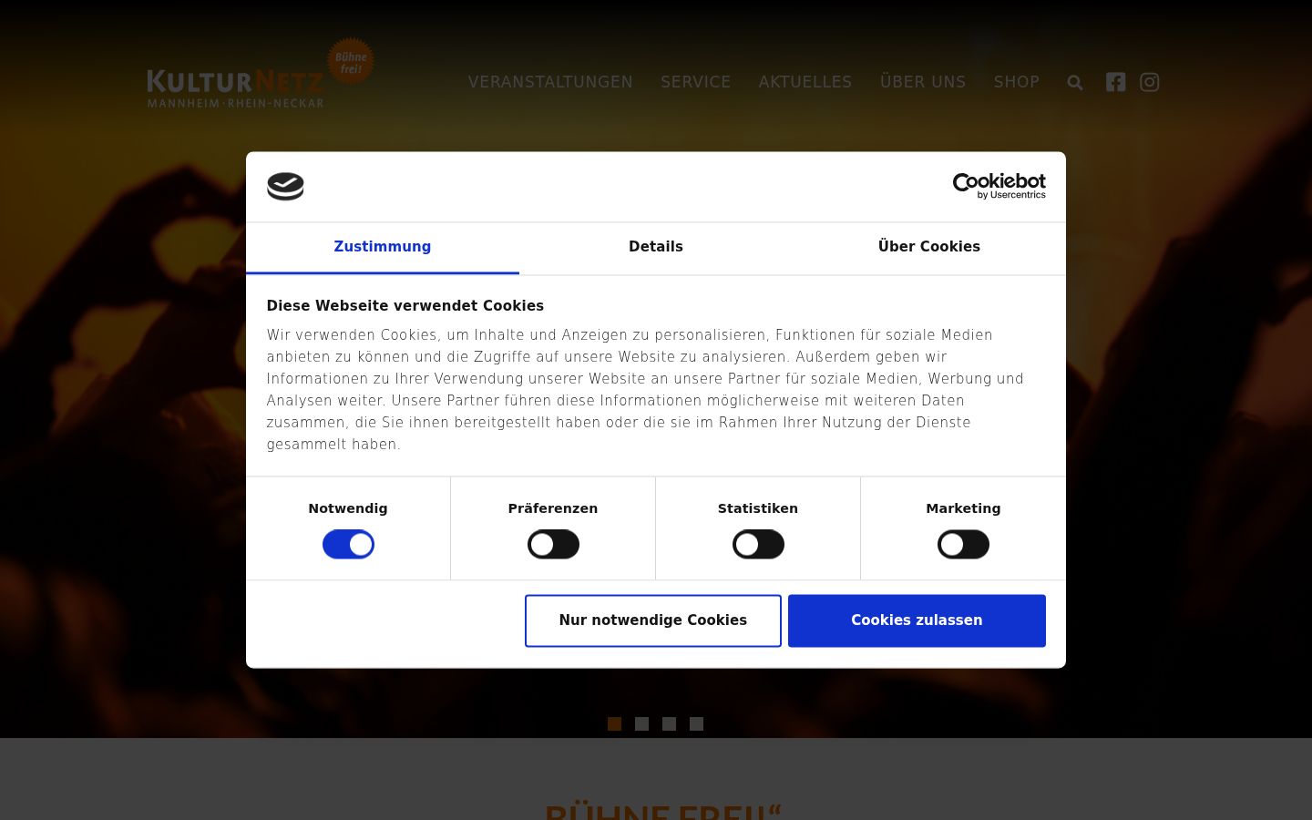 Screenshot del banner di consenso mostrato prima di qualsiasi interazione