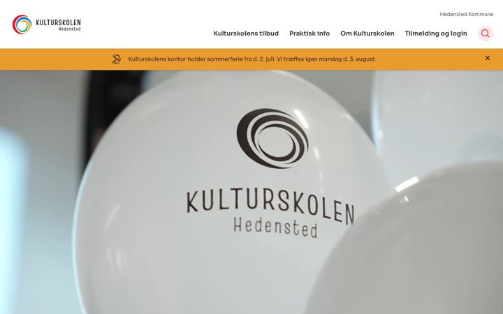 Skærmbillede af kulturskolenhedensted.dk