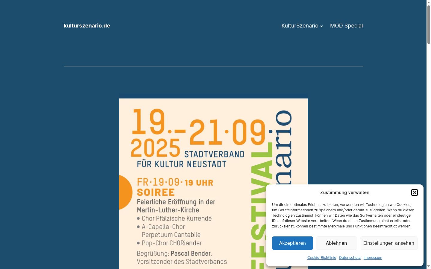 Screenshot del banner di consenso mostrato prima di qualsiasi interazione