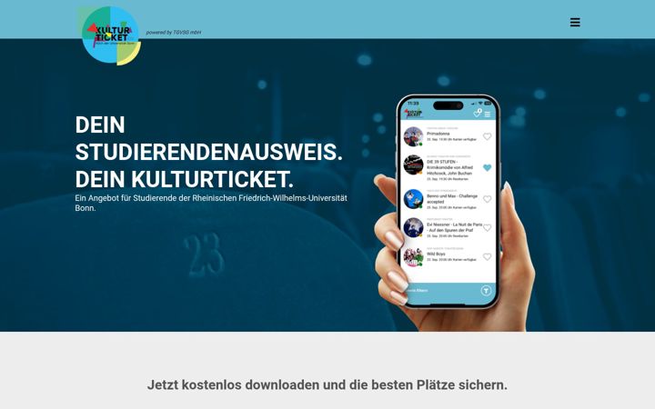 Ekraanipilt saidist kulturticket-bonn.de