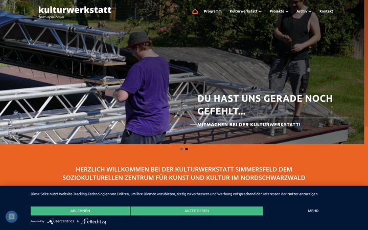 Screenshot of kulturwerkstatt-simmersfeld.de