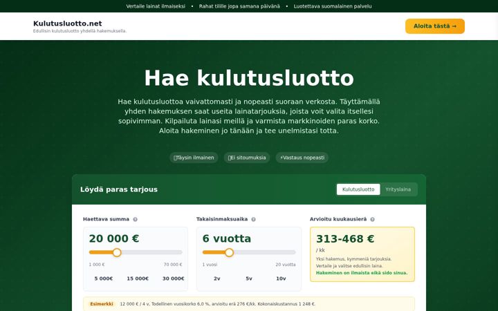 Screenshot of kulutusluotto.net
