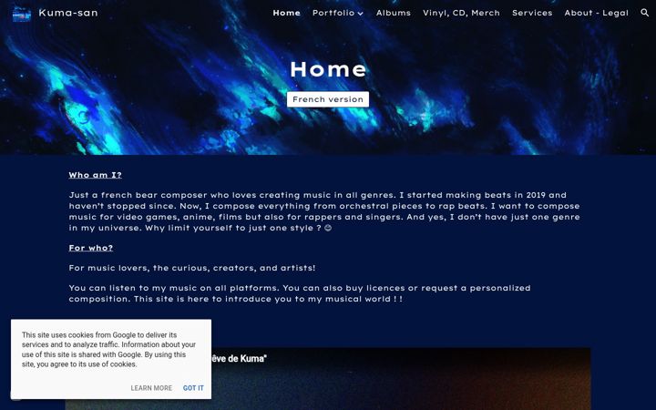 Screenshot of kuma-san-composer.com
