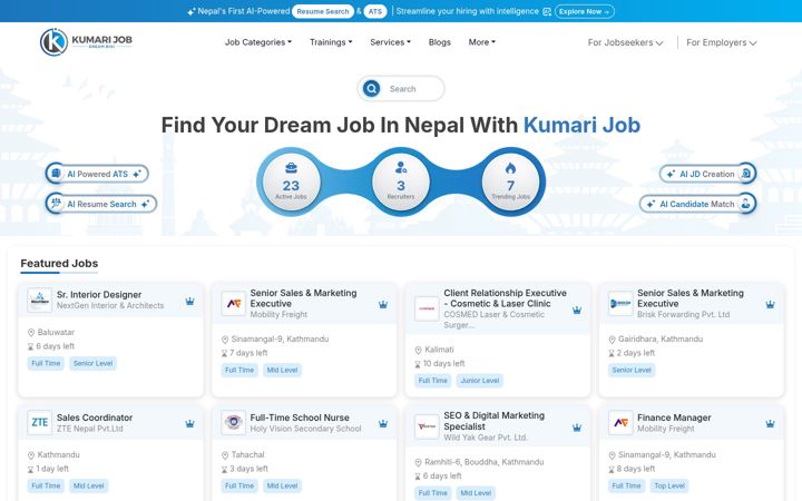 Screenshot of kumarijob.com