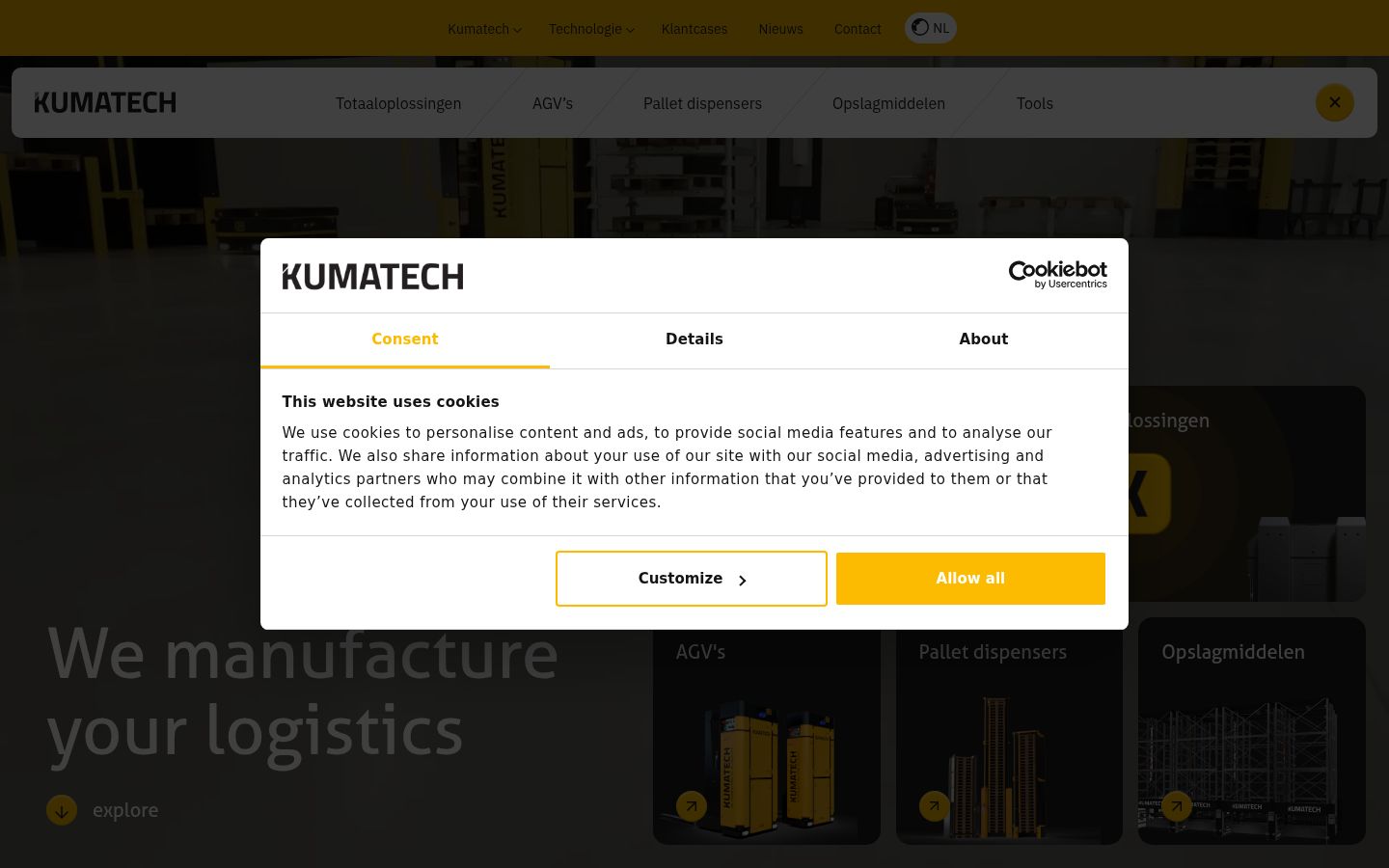 Screenshot del banner di consenso mostrato prima di qualsiasi interazione