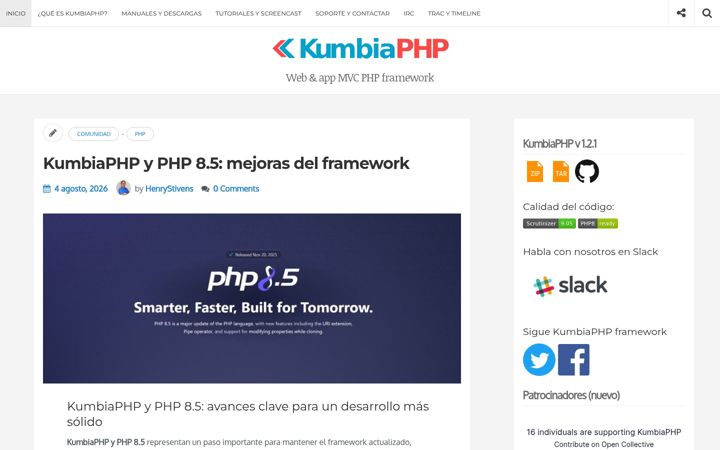 Screenshot of kumbiaphp.com