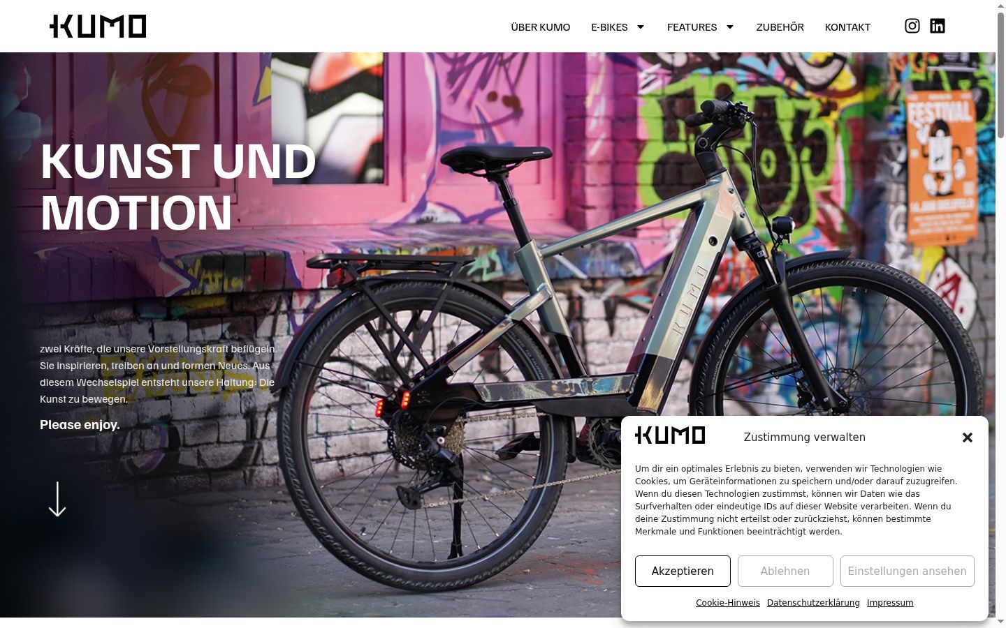 Skärmbild av samtyckesbannern som visades före någon interaktion