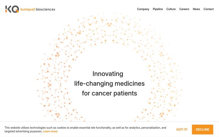 Snimka zaslona za kumquatbiosciences.com