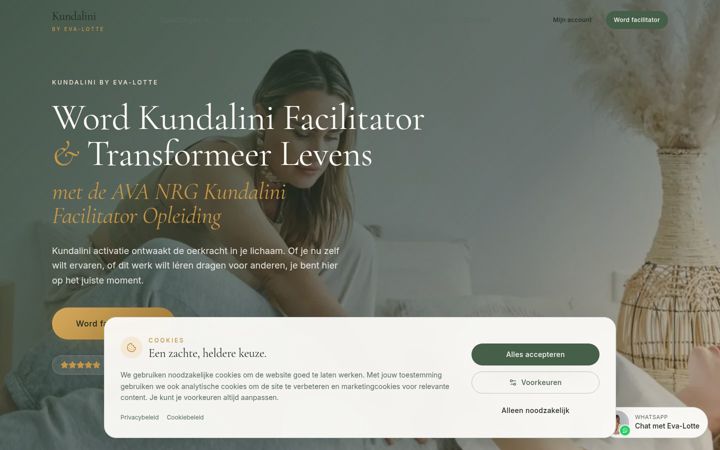Kuvakaappaus sivustosta kundalinibylotte.nl