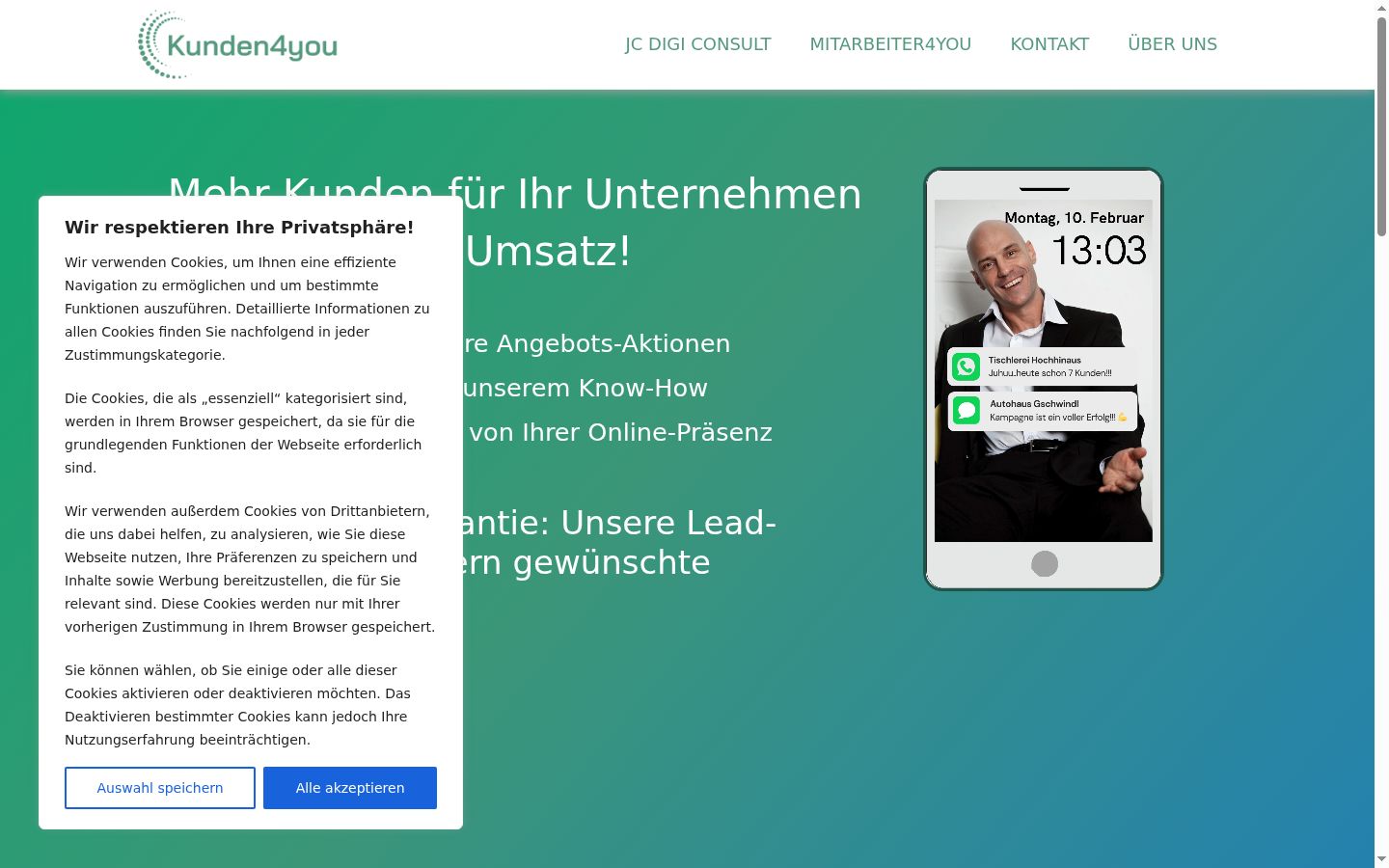 Screenshot del banner di consenso mostrato prima di qualsiasi interazione