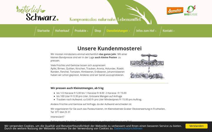 Screenshot of kundenmosterei.ch