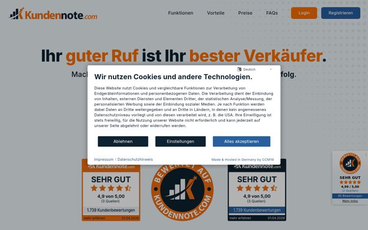 Screenshot di kundennote.com
