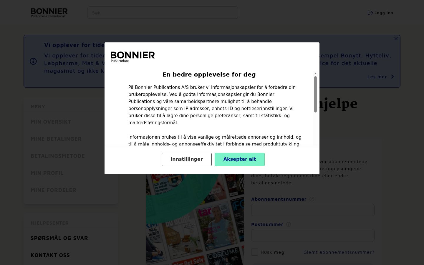 Screenshot del banner di consenso mostrato prima di qualsiasi interazione