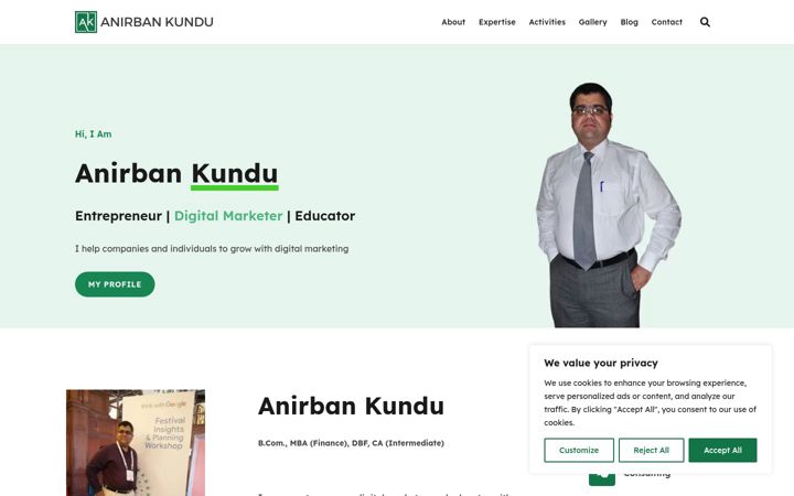 Screenshot of kunduanirban.com