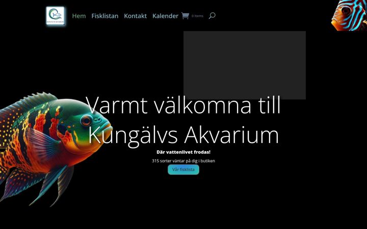 Screenshot of kungalvsakvarium.se