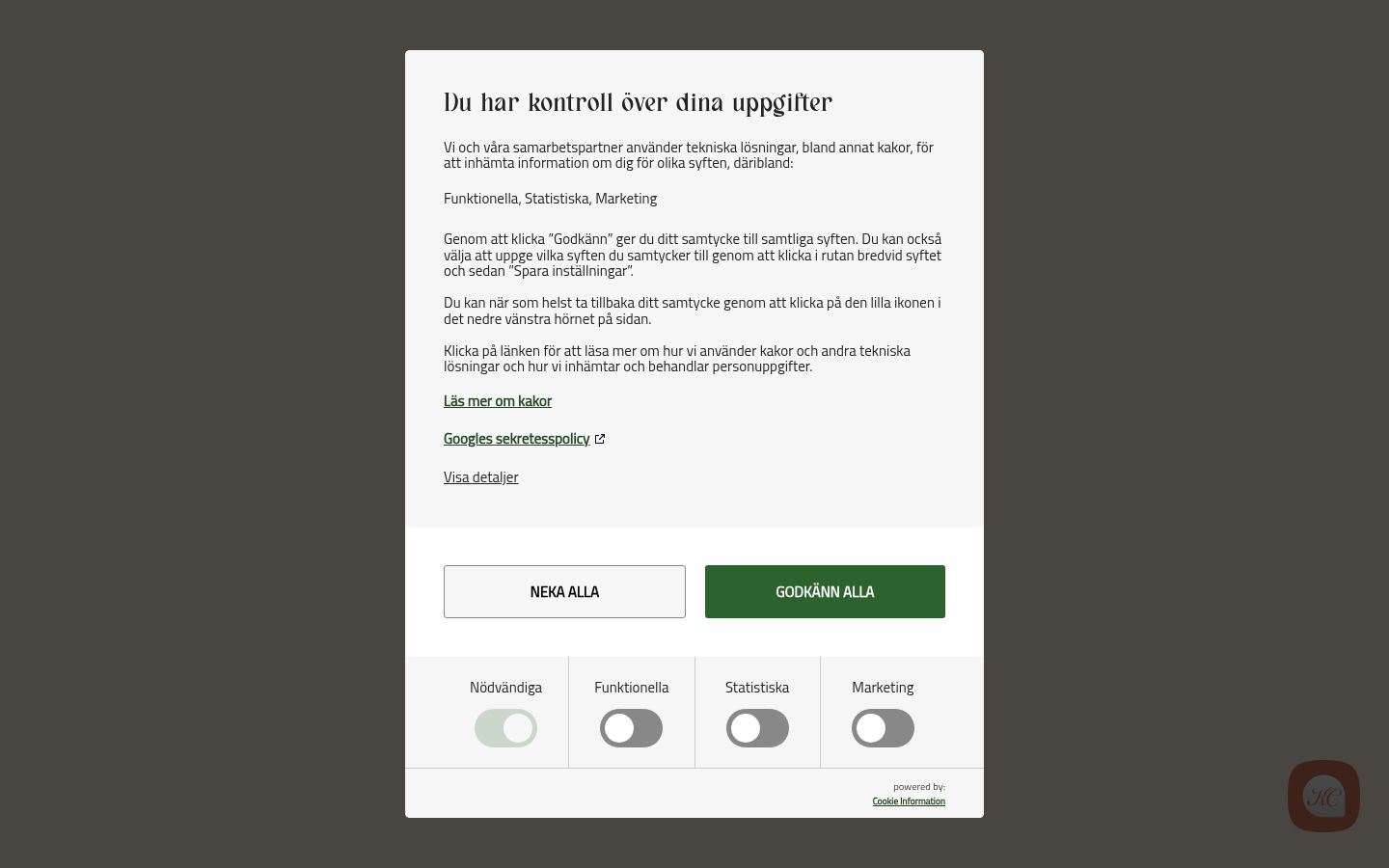 Screenshot des Einwilligungsbanners vor jeglicher Interaktion