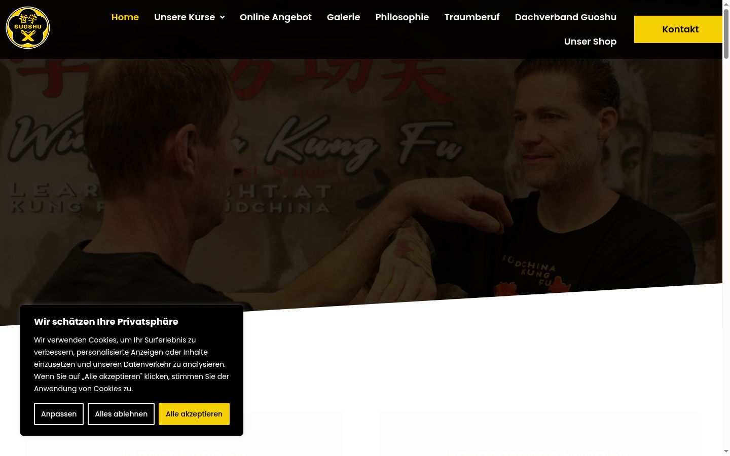 Screenshot des Einwilligungsbanners vor jeglicher Interaktion