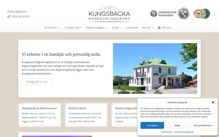 Screenshot of kungsbackabegravningsbyra.se