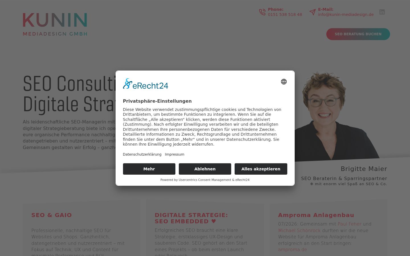 Capture d'écran de la bannière de consentement affichée avant toute interaction