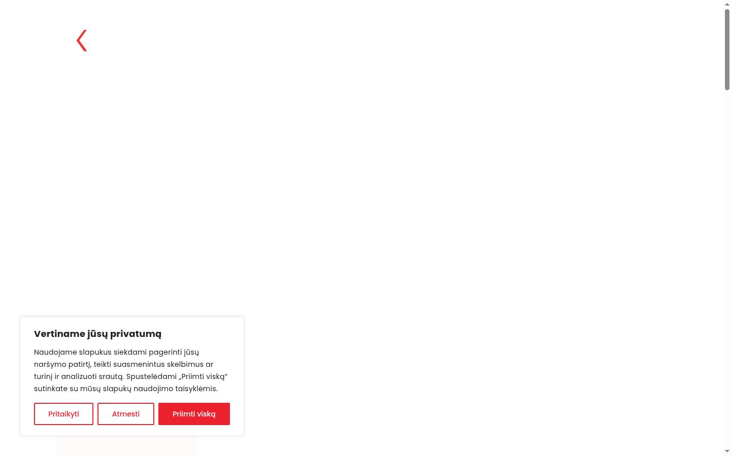 Captura de ecrã do banner de consentimento apresentado antes de qualquer interação