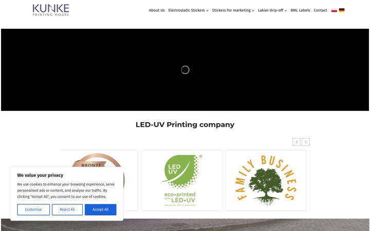 Skjámynd af kunkeprinting.com