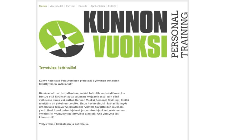 Screenshot of kunnonvuoksi.com