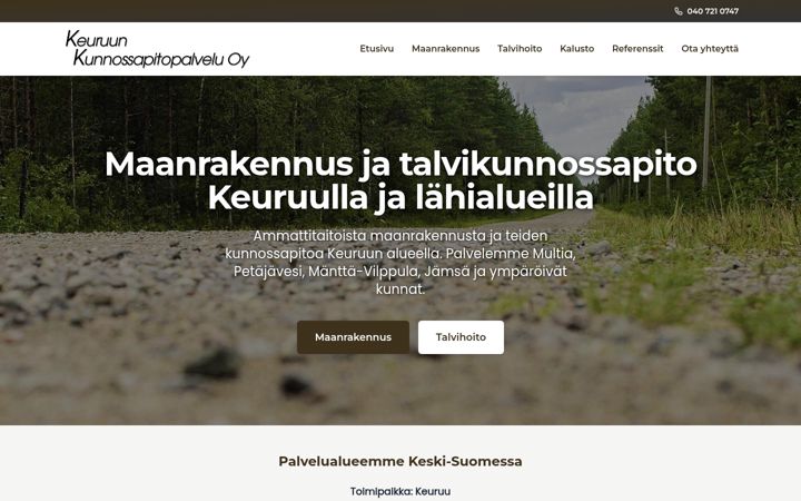 Screenshot of kunnossapitopalvelu.fi