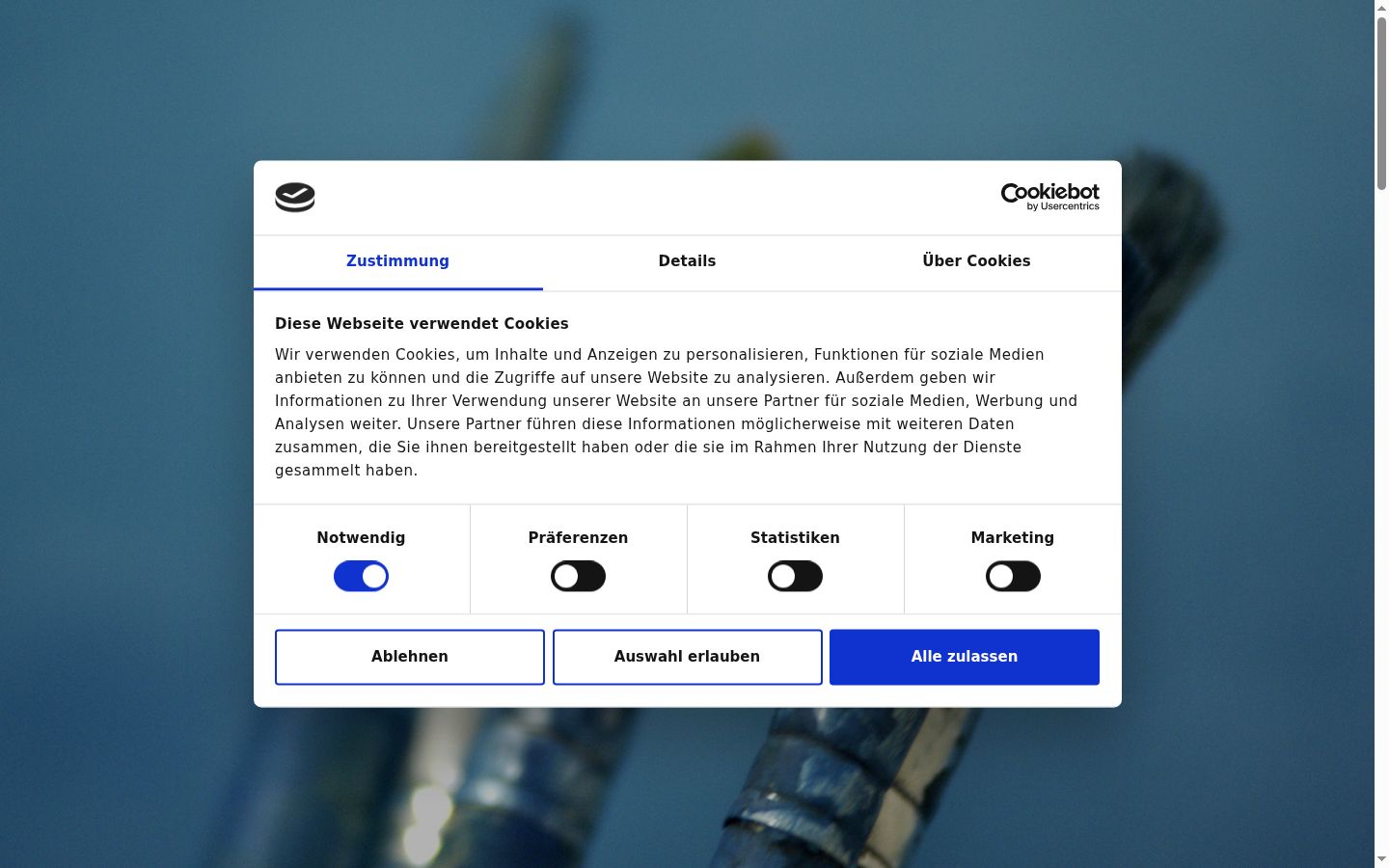 Screenshot του banner συγκατάθεσης που εμφανίστηκε πριν από οποιαδήποτε αλληλεπίδραση
